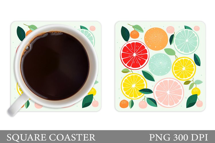 Fruits Coaster Sublimation. Square Coaster Citrus example image 1