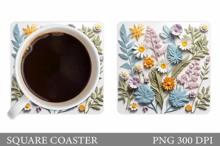 3D Flowers Coaster. 3D Wildflowers Coaster Sublimation