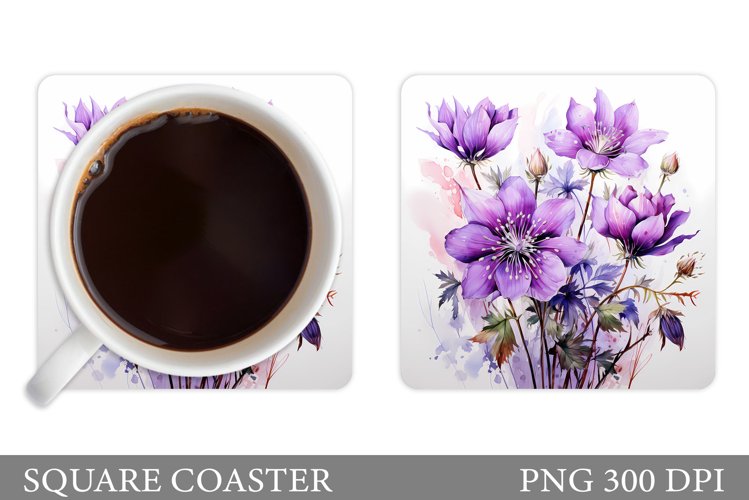 Flowers Coaster Sublimation. Floral Coaster Design