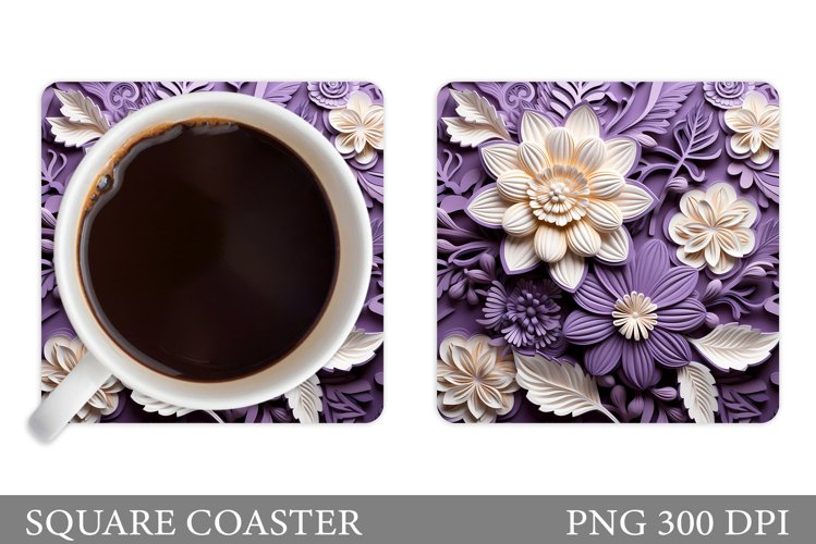 3D Flowers Coaster Design. Floral Coaster Sublimation example image 1