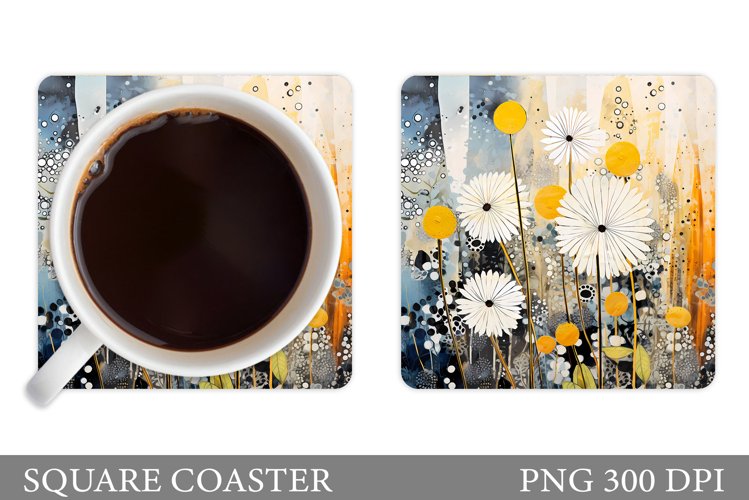 Flowers Coaster Design. Daisy Flowers Coaster Sublimation example image 1