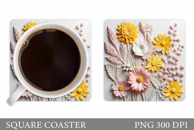 Flowers Coaster Design. 3D Flowers Coaster Sublimation