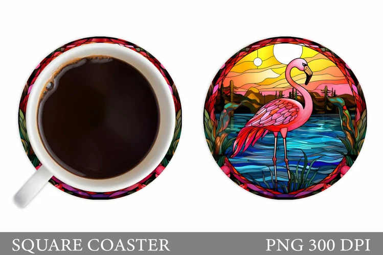 Flamingo Coaster Design. Stained Glass Flamingo Coaster