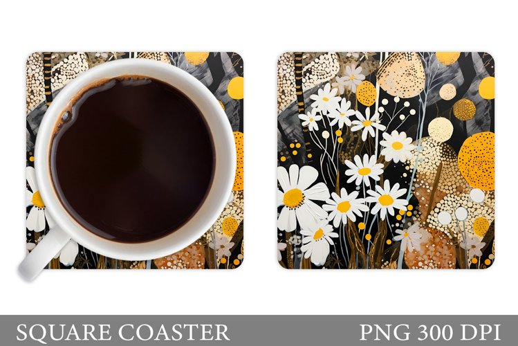 Daisy Flowers Coaster Design. Flowers Coaster Sublimation example image 1