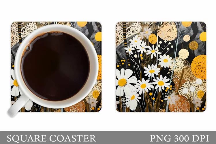 Daisy Flowers Coaster Design. Flowers Coaster Sublimation