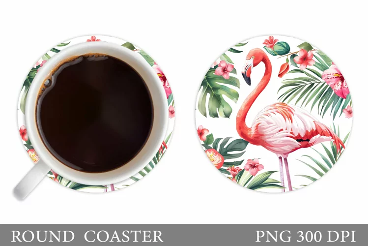 Flamingo Coaster Design. Tropical Coaster Sublimation