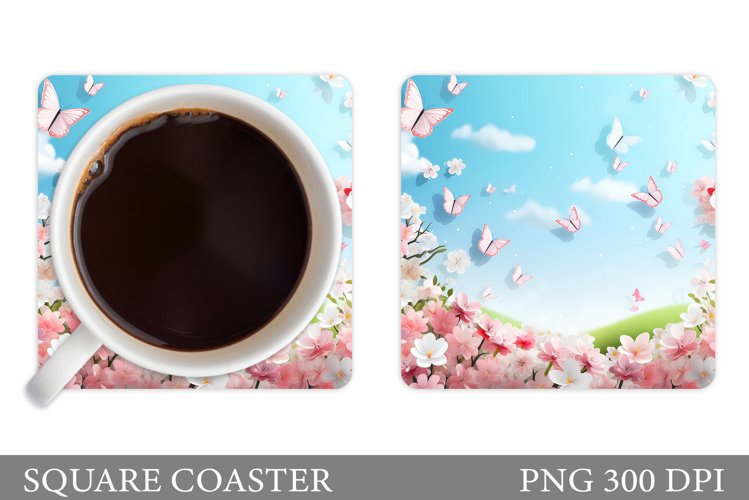 Butterflies Coaster Design. Spring Coaster Sublimation example image 1