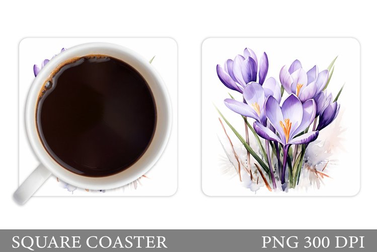 Flowers Crocus Coaster. Spring Flowers Coaster Sublimation