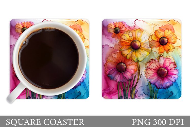 Flowers Coaster Design. Daisy Flowers Coaster Sublimation example image 1
