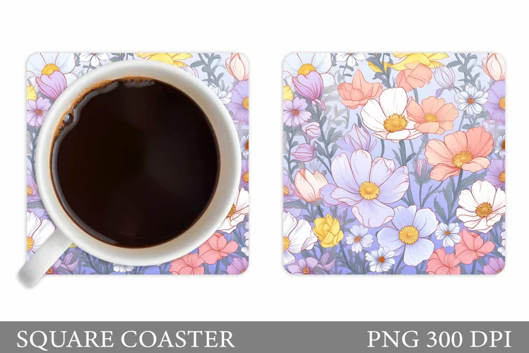 Flowers Coaster Design. Flowers Coaster Sublimation