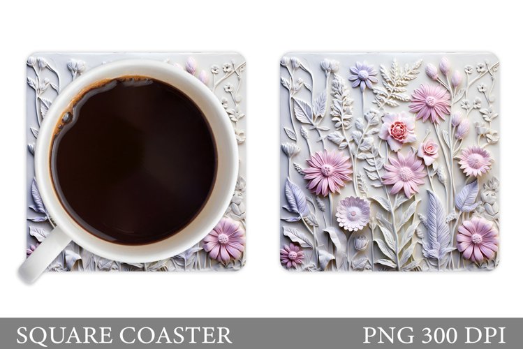 3D Flowers Coaster. 3D Wildflowers Coaster Sublimation example image 1