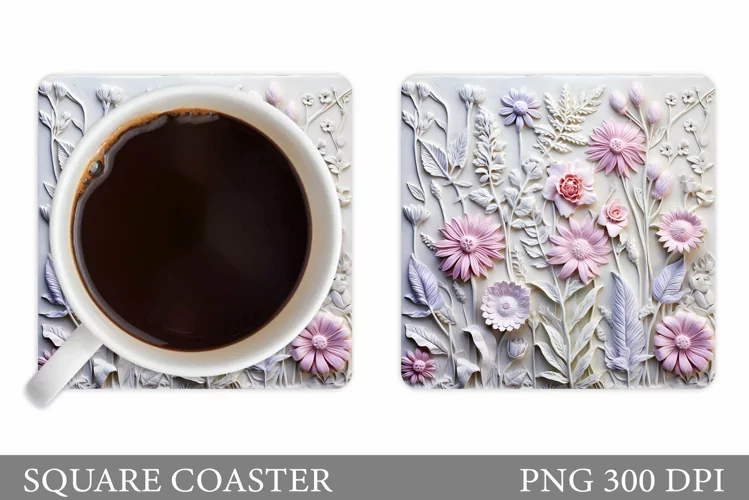 3D Flowers Coaster. 3D Wildflowers Coaster Sublimation