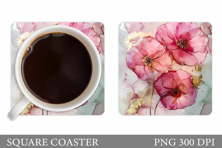 Flowers Coaster Design. Sublimation Coaster Flowers