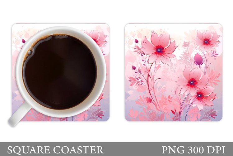 Floral Coaster Design. Flowers Coaster Sublimation example image 1