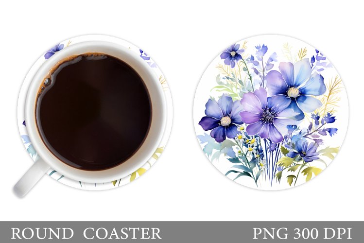 Flowers Coaster Sublimation. Wildflowers Coaster Design