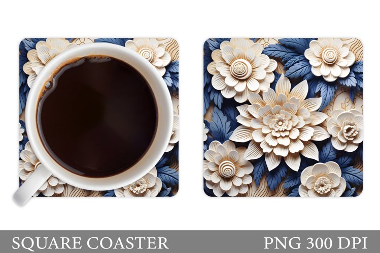 Flowers Coaster Sublimation. 3D Flowers Coaster Design example image 1
