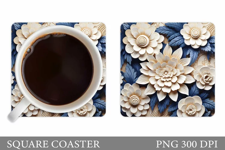 Flowers Coaster Sublimation. 3D Flowers Coaster Design
