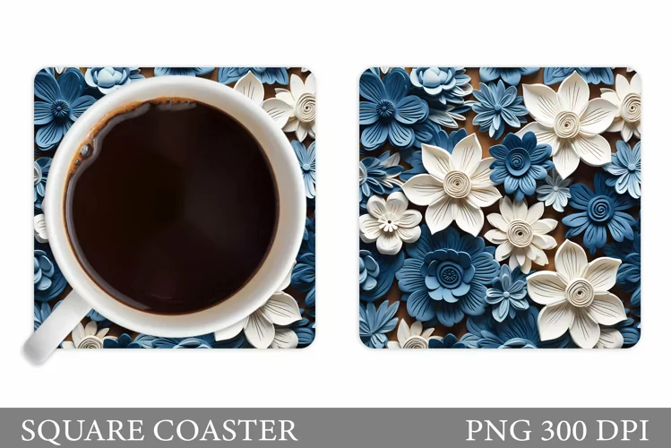 Flowers Coaster Design. 3D Flowers Coaster Sublimation
