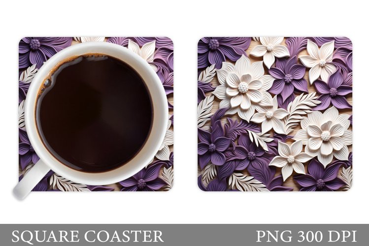 3D Flowers Coaster Design. Flowers Coaster Sublimation example image 1
