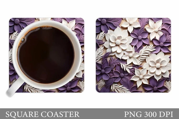 3D Flowers Coaster Design. Flowers Coaster Sublimation