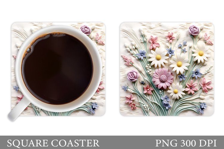 3D Flowers Coaster Design. 3D Daisy Flowers Coaster example image 1