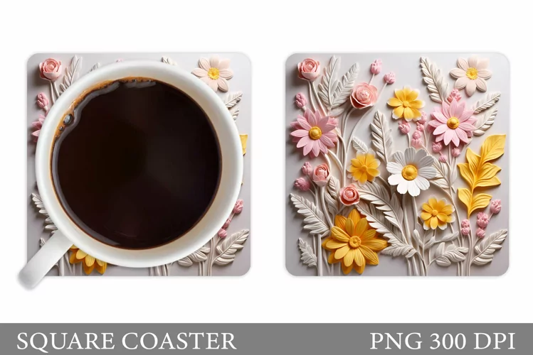 3D Flowers Coaster. 3D Wildflowers Coaster Design