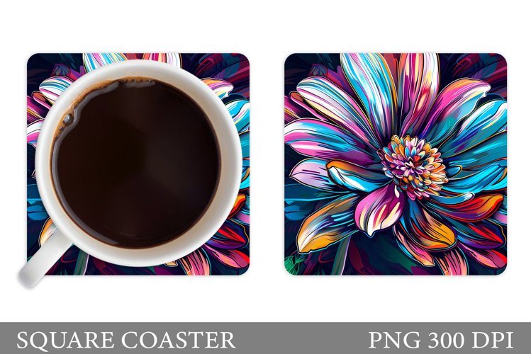 Flowers Square Coaster Sublimation. Flowers Coaster Design