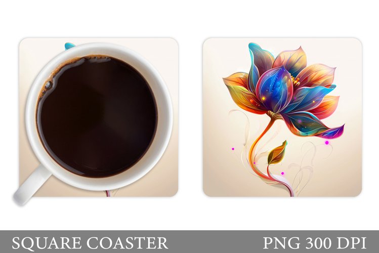 Flowers Coaster Design. Flowers Square Coaster Sublimation
