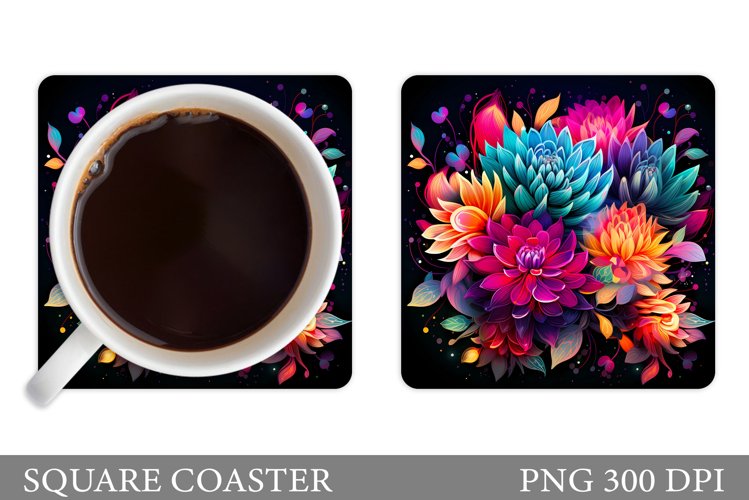 Floral Coaster Design. Flowers Coaster Sublimation example image 1