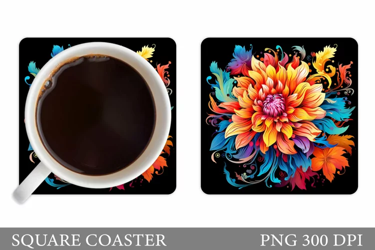 Flowers Coaster Design. Flowers Coaster Sublimation