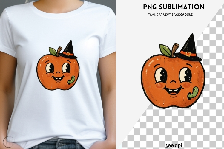 Vintage folk-art halloween png design for T-shirts