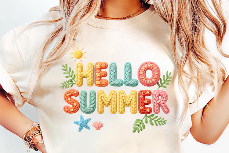 Hello Summer Retro Beach Vacation T-Shirt Sublimation Design