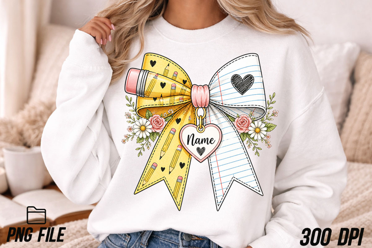 Teacher Pencil Paper Bow PNG, Teach