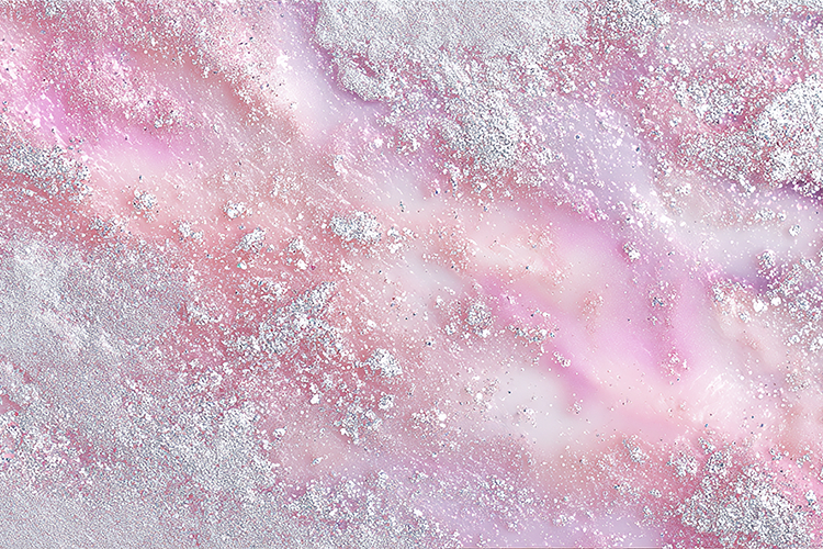 Serene pink and white abstract background with glittery text