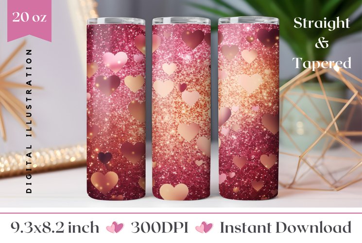 Love Hearts Tumbler, Valentines Day Tumbler Wrap Design