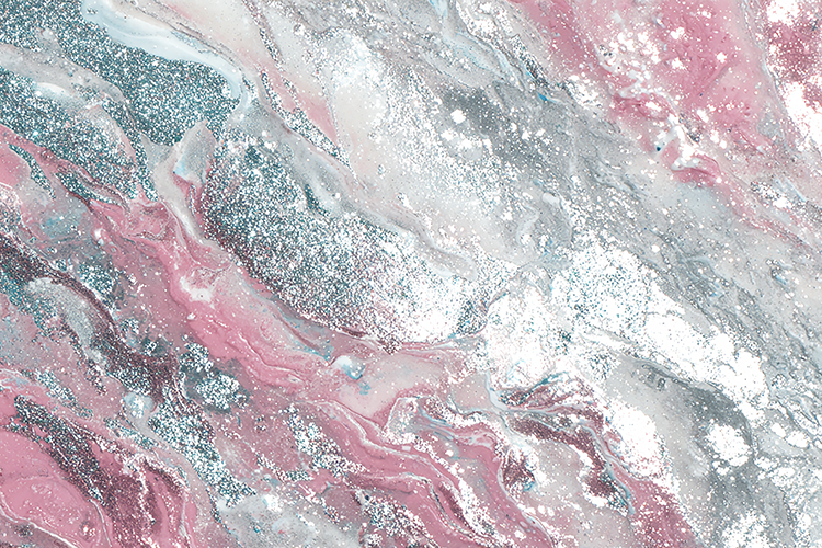 Pink, silver, and white swirling patterns
