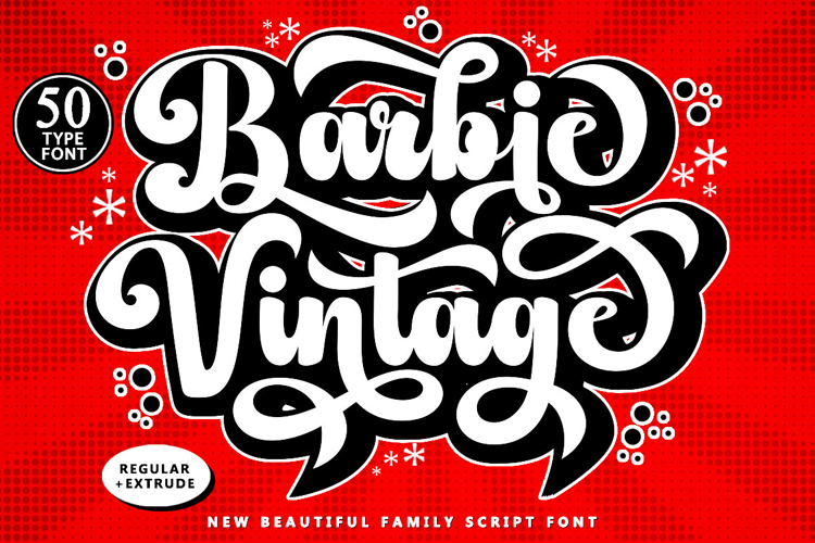 Barbie Vintage - Family Font In 50 Type