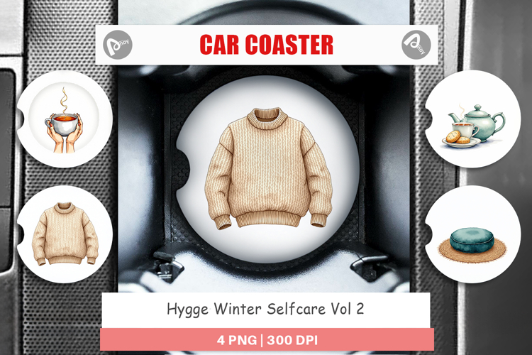 Hygge Winter Selfcare Car Coaster