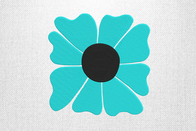 Blue Modern Petal Flower Embroidery Design