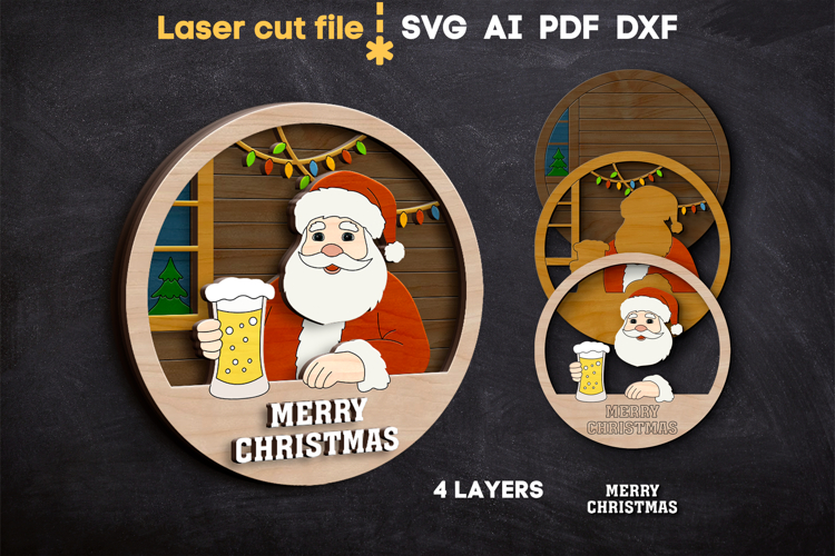 Santa Christmas Sign SVG laser cut file for Glowforge