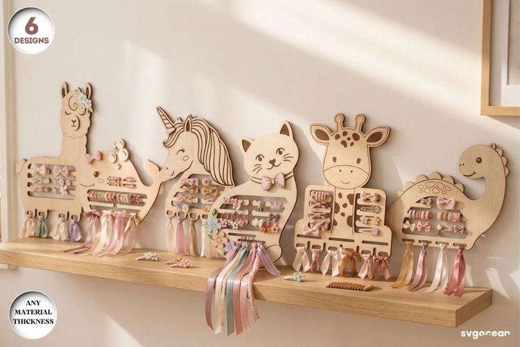 Girls Hair Bow Holder SVG Bundle | Glowforge | Laser Cut