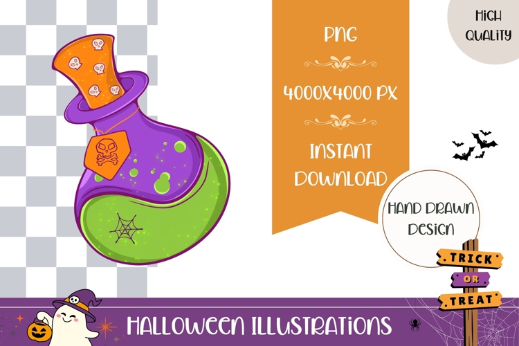 Hand Drawn Halloween Poison Bottle Illustration