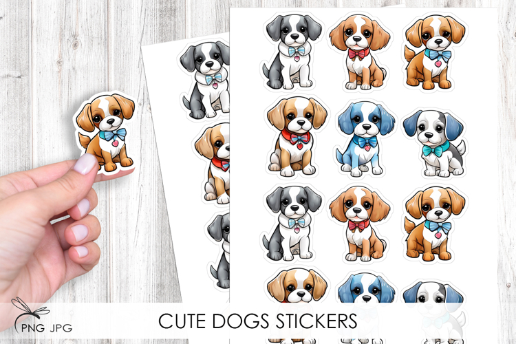 Cute puppies stickers - 6 Variations
