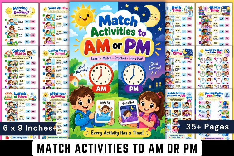 Match Activities to AM or PM example image 1