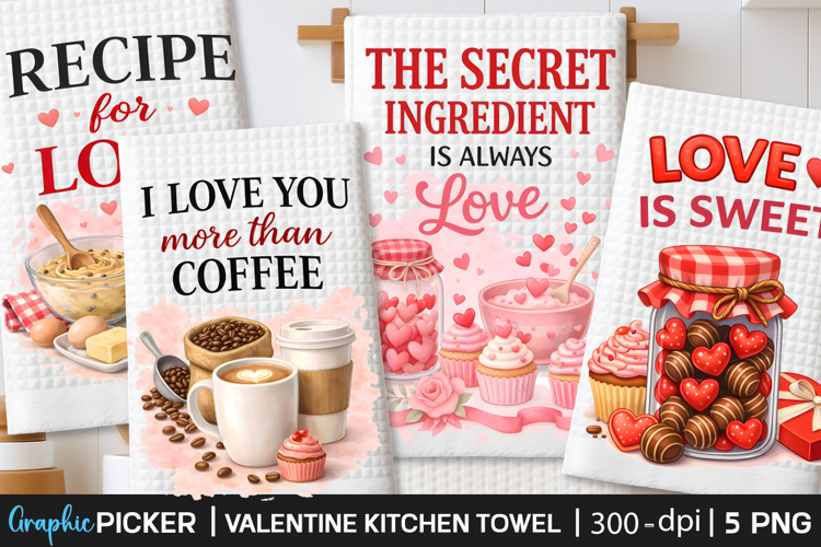 Valentine Kitchen Towel PNG, Valentine day Sublimation, Love