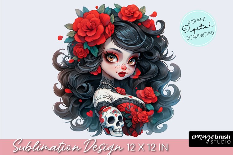 La Catrina PNG Girl Clipart - Day of the Dead Sublimation