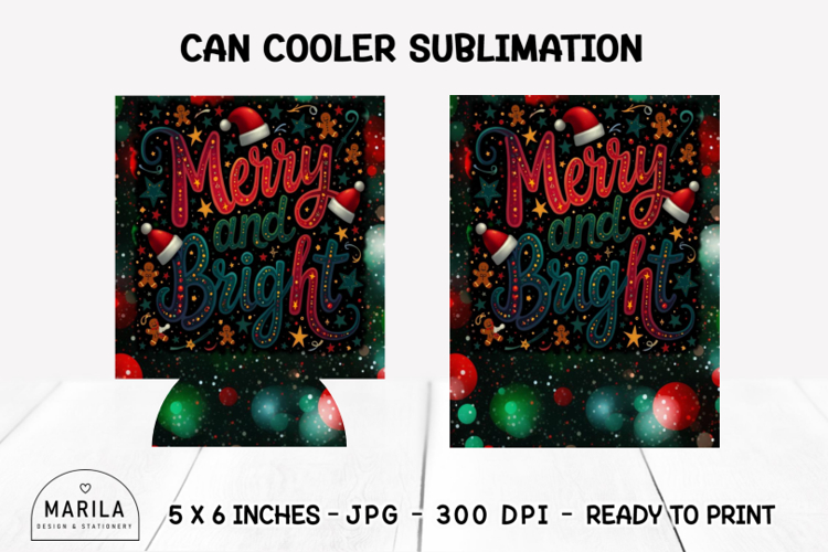 Merry Christmas Can Cooler Wrap | 12oz Sublimation #12