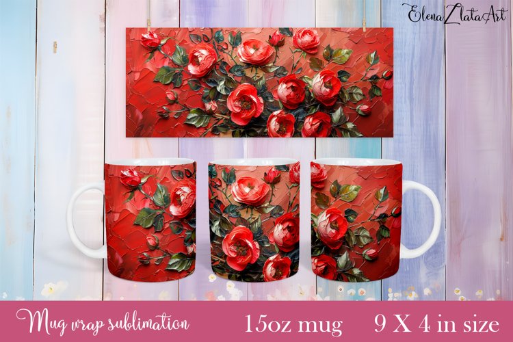 Flowers Mug Sublimation, Floral Design Mug example image 1