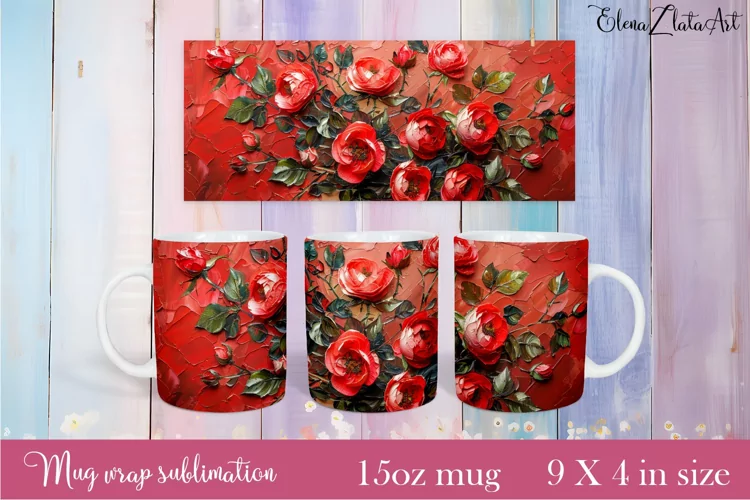 Flowers Mug Sublimation, Floral Design Mug