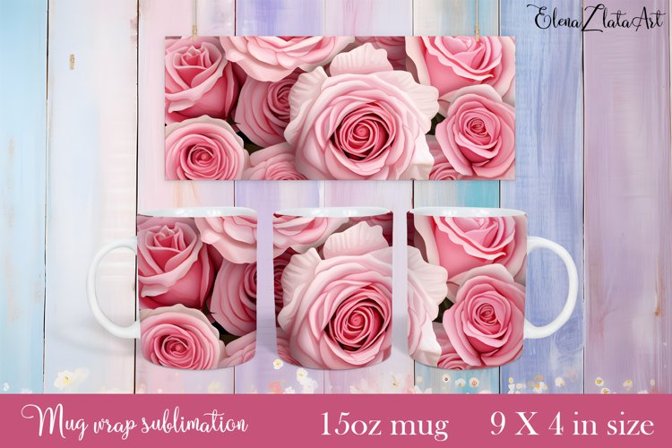 Flowers Mug Sublimation, Floral Design Mug example image 1